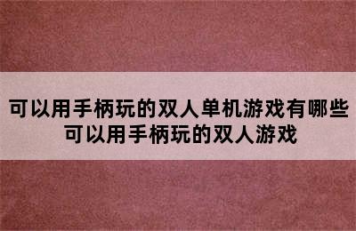 可以用手柄玩的双人单机游戏有哪些 可以用手柄玩的双人游戏